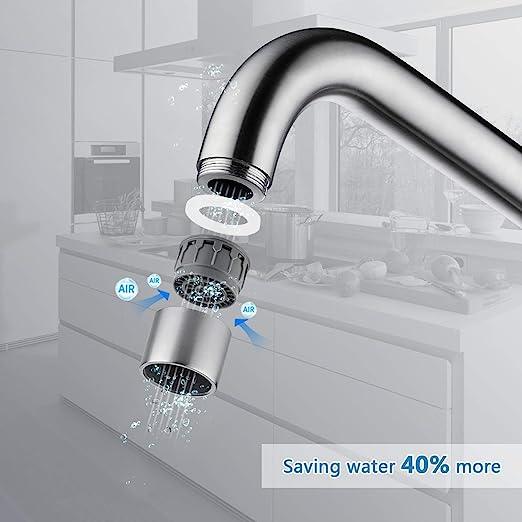 Fossa High Pressure Kitchen Faucet 360° Swivel, Stainless Steel Kitchen Faucet, Kitchen Mixer Tap with High L Bend Spout-257mm (Silver) - Fossa Home 