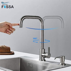 Fossa High Pressure Kitchen Faucet 360° Swivel, Stainless Steel Kitchen Faucet, Kitchen Mixer Tap with High L Bend Spout-257mm (Silver) - Fossa Home 