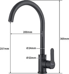 Fossa High Pressure Kitchen Faucet 360° Swivel, Stainless Steel Kitchen Faucet, Kitchen Mixer Tap with High Spout-257mm (Black) - Fossa Home 