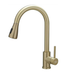 Fossa Kitchen Sink Mixer Tap with Pull Down Sprayer, Single Handle High Pull Out Kitchen Taps, Single Level Stainless Steel Gold ( Light Weight ) Fossa Home