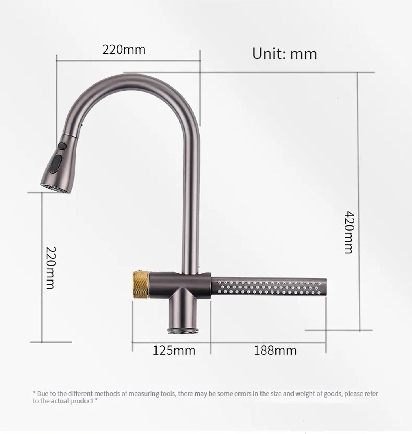 Fossa Kitchen faucets with Pull Down Sprayer with Waterfall Shower Stainless Steel Single Hole Hot and Cold Water Swivel Pull Down Kitchen Faucet-Grey Black (Grey Black) Fossa Home