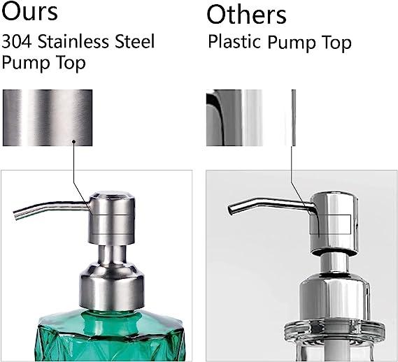 Fossa Glass Soap Dispenser - Refillable Wash Hand Liquid, Dish Detergent, Shampoo Lotion Bottle with Brushed Nickel Pump Holder, Ideal for Bathroom Countertop, Kitchen, Laundry Room GSD-003 - Fossa Home 