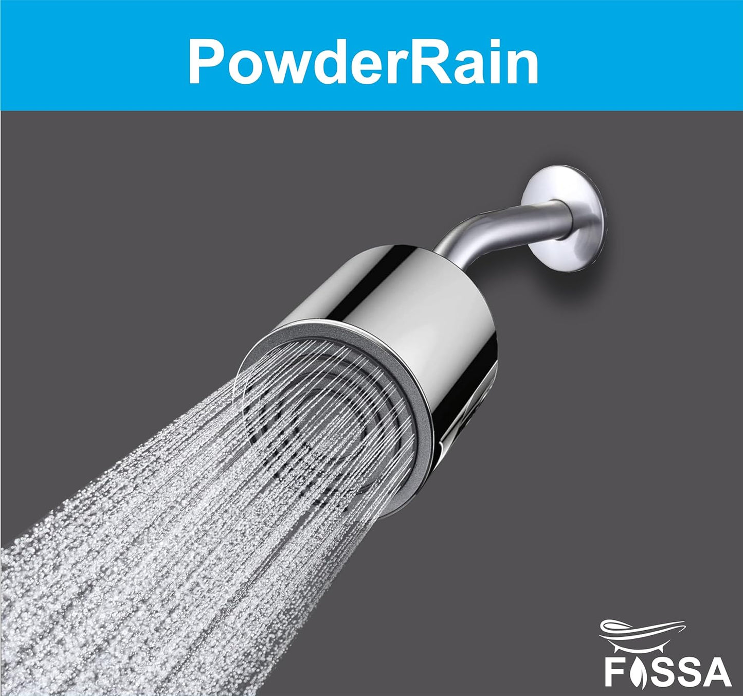 Fossa Mike Shower 4.5-inch With 6 Arm/Modern Showerhead 1-Spray PowderRain With Quick Clean in Chrome (Chrome Finish) Fossa Home