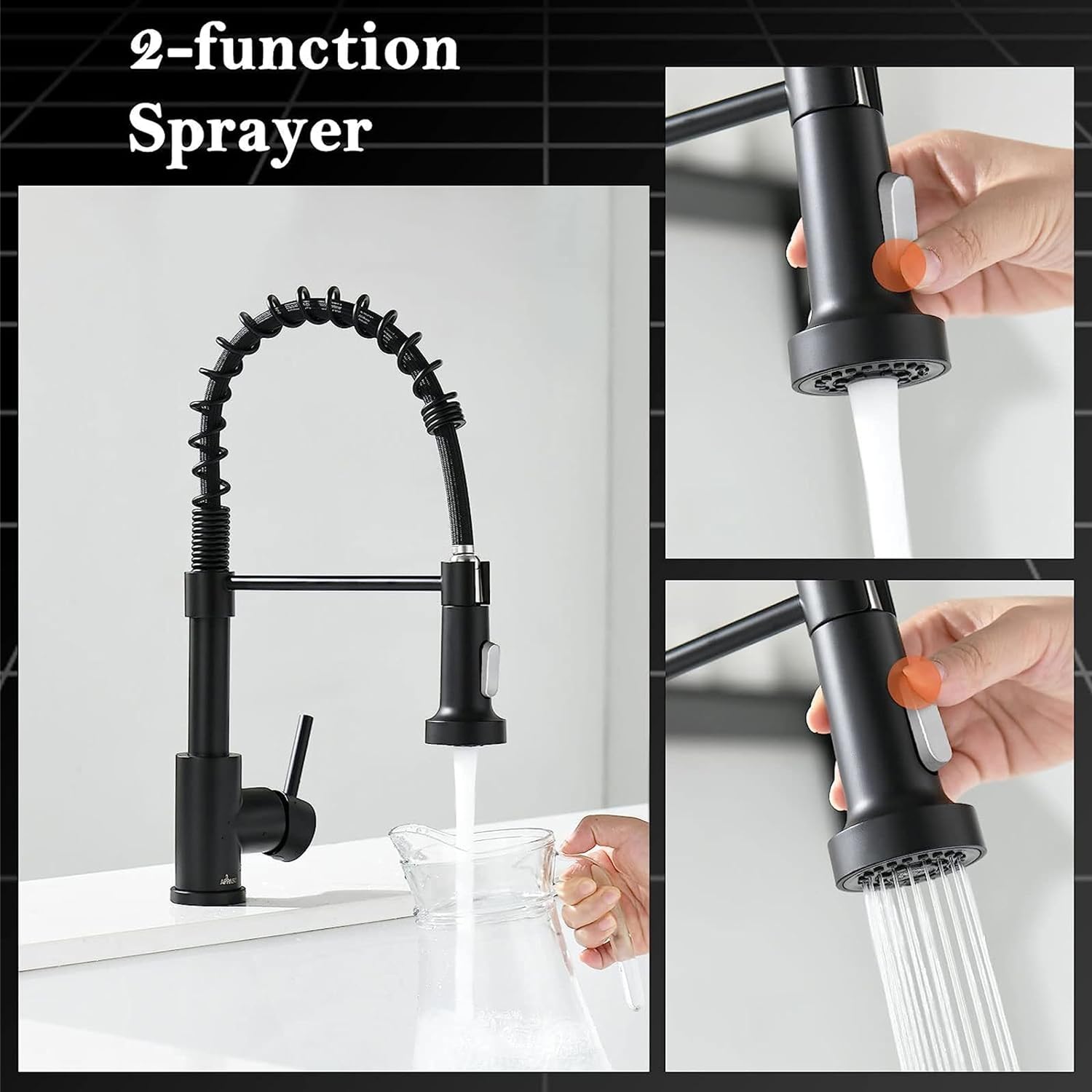 Totopia Kitchen Faucet with Pull Down Sprayer Commercial Solid fashion Brass Matte Black