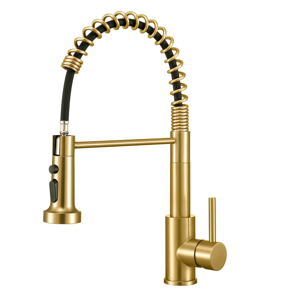 Fossa Pull Down Sprayer, Kitchen Mixer Tap 360° Swivel, Commercial Kitchen Faucet Single Handle Mixer Tap with 2 Spray Modes Brushed (Gold) Fossa Home