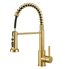 Fossa Pull Down Sprayer, Kitchen Mixer Tap 360° Swivel, Commercial Kitchen Faucet Single Handle Mixer Tap with 2 Spray Modes Brushed (Gold) Fossa Home