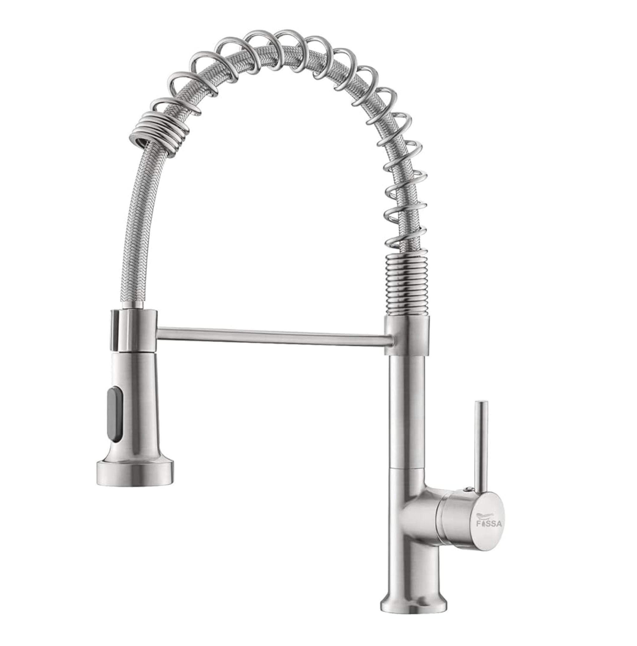 Fossa Pull Down Sprayer, Kitchen Mixer Tap 360° Swivel, Commercial Kitchen Faucet Single Handle Mixer Tap with 2 Spray Modes Brushed (Silver) Fossa Home