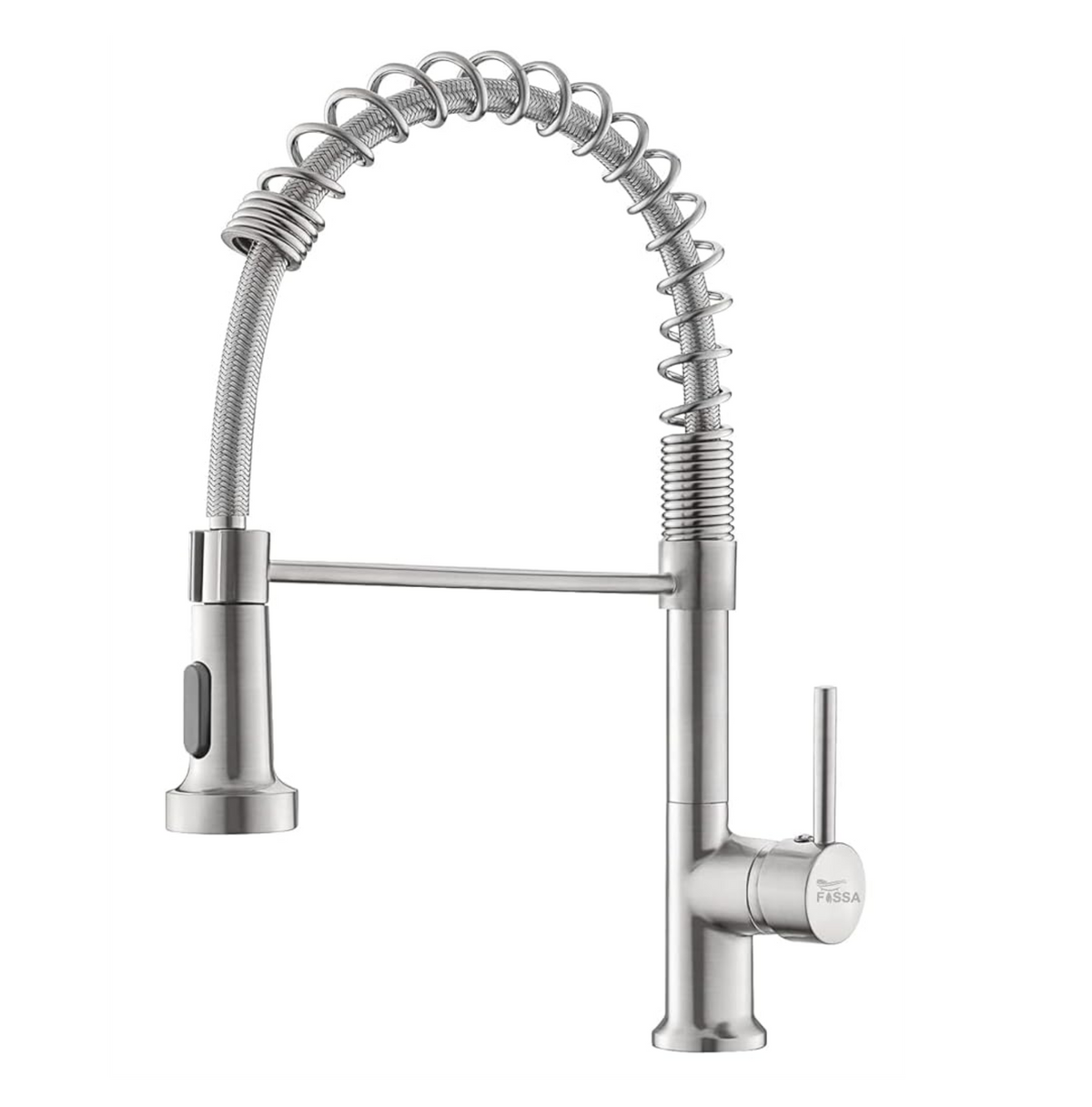 Fossa Pull Down Sprayer, Kitchen Mixer Tap 360° Swivel, Commercial Kitchen Faucet Single Handle Mixer Tap with 2 Spray Modes Brushed (Silver) Fossa Home