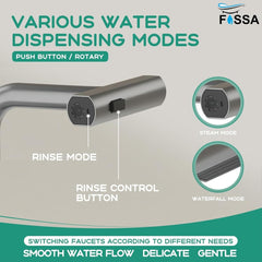 Fossa Pull-Out Kitchen Faucet, Stainless Steel Sink Faucet, Single Lever Rainfall Waterfall Faucet for Sinks, Black Fossa Home