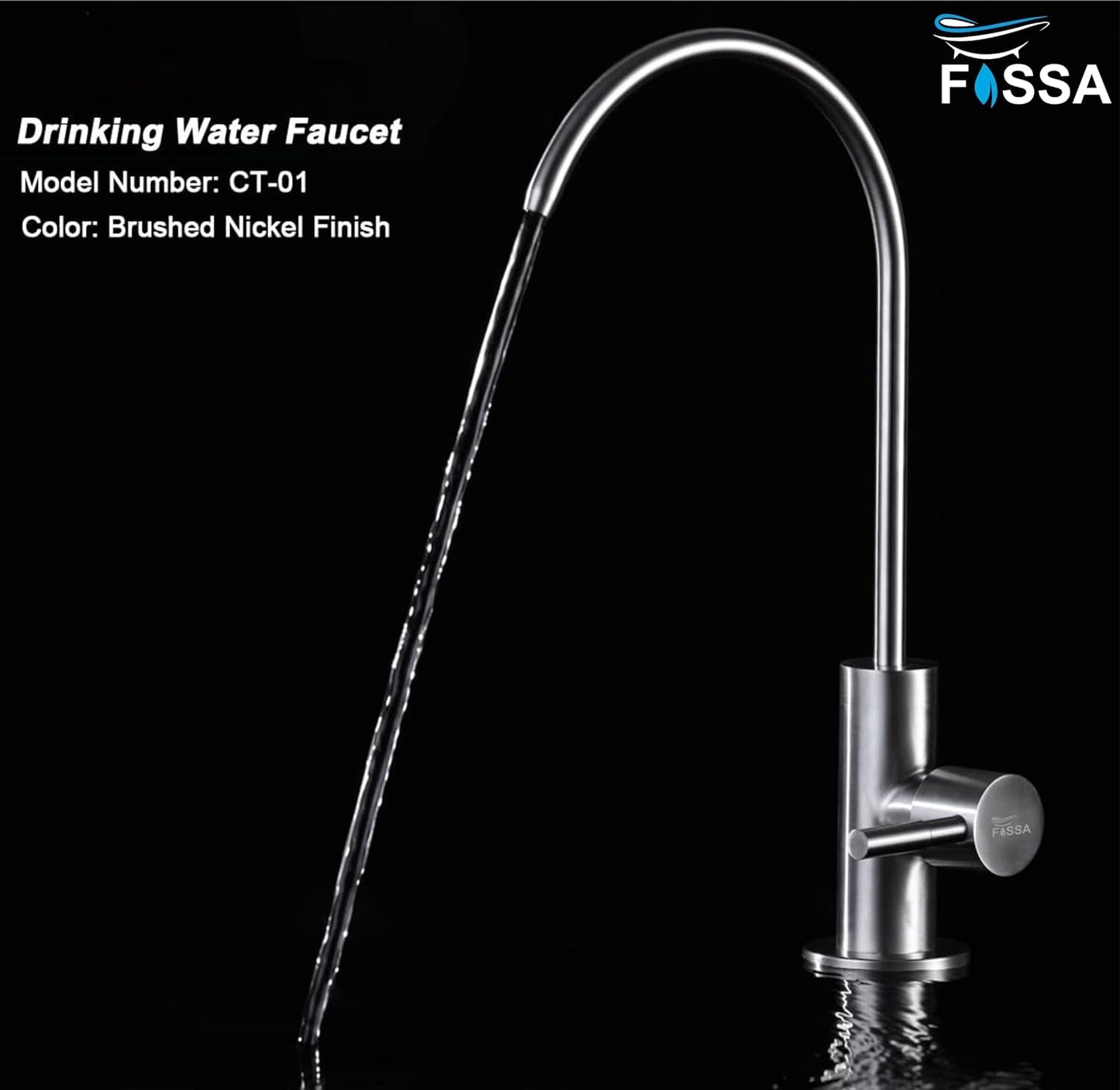 Fossa RO Tap Kitchen Water Filter Faucet, 100% Lead-Free Drinking Water Faucet Stainless Steel 304 Body Brushed Nickel Finish (Silver) Fossa Home