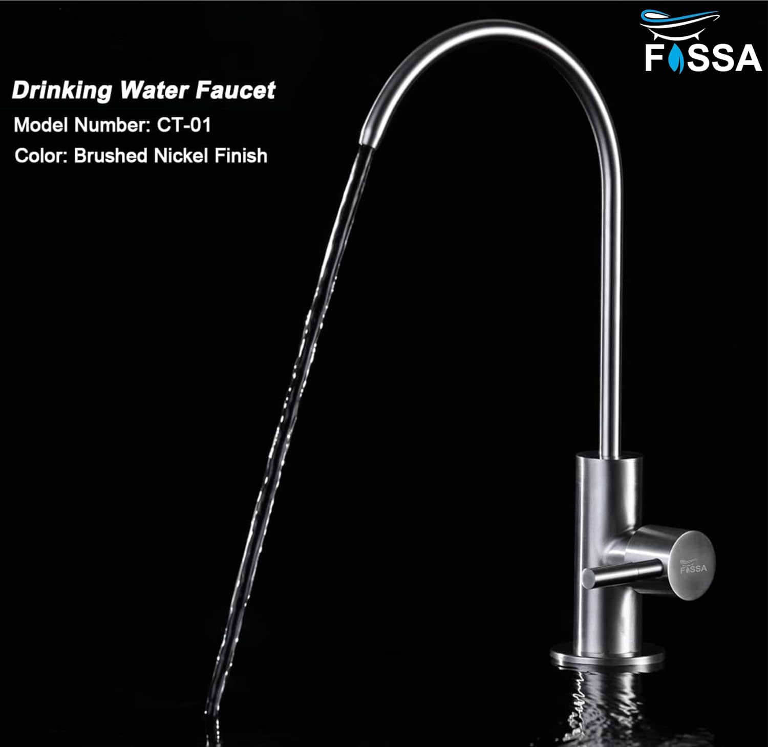 Fossa RO Tap Kitchen Water Filter Faucet, 100% Lead-Free Drinking Water Faucet Stainless Steel 304 Body Brushed Nickel Finish (Silver) Fossa Home