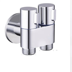 Fossa Three-Way Filling Angle Wall Mount Two Out Water Cleaning Sprayer Angle Cock with Flange Brass Chrome Finish for Bathroom Wash Basin Toilet - Fossa Home 