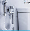 Fossa Three-Way Filling Angle Wall Mount Two Out Water Cleaning Sprayer Angle Cock with Flange Brass Chrome Finish for Bathroom Wash Basin Toilet - Fossa Home 