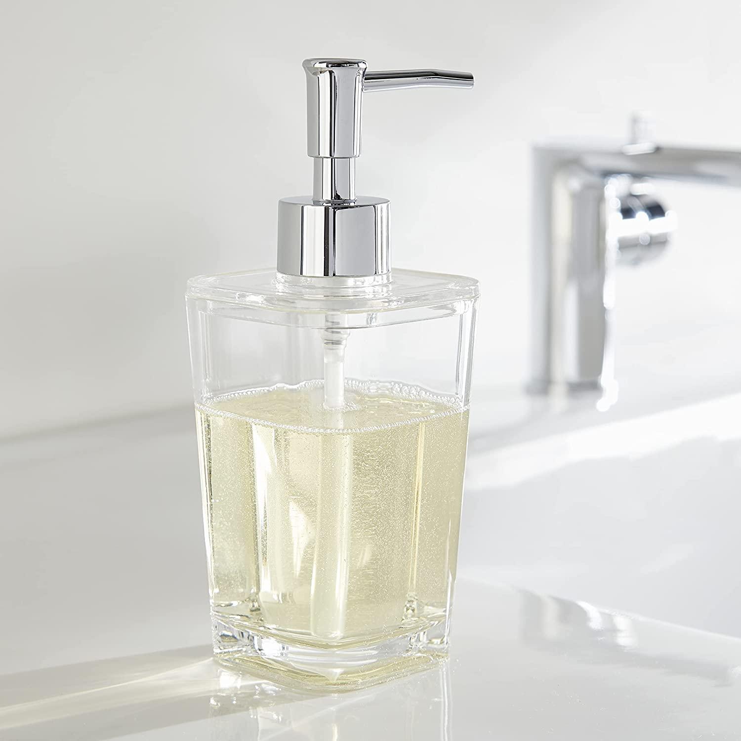 Fossa Unbreakable Clear Square Bathroom Soap Dispenser Crystal Clear Unbreakable| Sturdy and Elegant Construction Makes it Perfect for Kitchen or Bathroom | Shatter-Proof, Durable and Compact Design - Fossa Home 