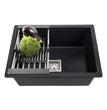 Fossa 24"x18"x09" inch Single Bowl Quartz Kitchen Sink ( Black Stone )