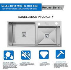 Double bowl single tap hole kitchen sink