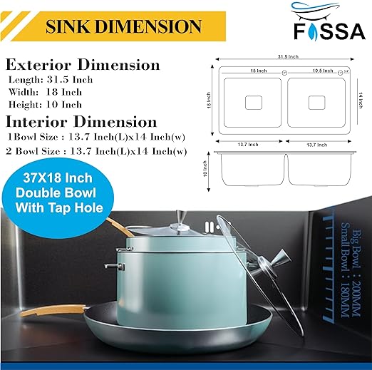 Fossa kitchen sink dimension 