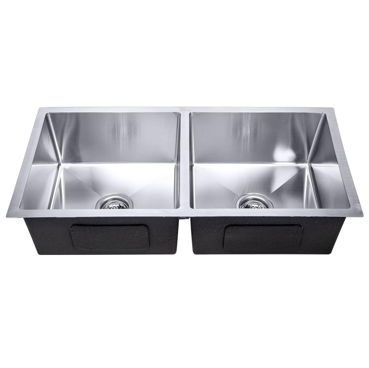 Fossa Premium Stainless Steel Handmade Double Bowl 32"x18"x10 Kitchen Sink Matte Finish Included Strainer-Basket,Sink Coupling,Waste Pipe