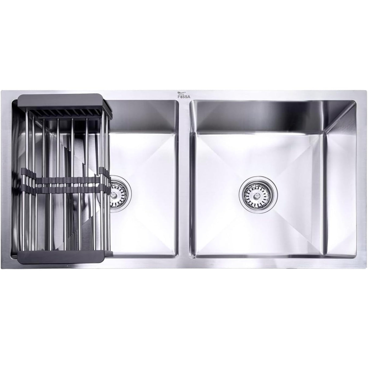 Fossa Premium Stainless Steel Handmade Double Bowl 32"x18"x10 Kitchen Sink Matte Finish Included Strainer-Basket,Sink Coupling,Waste Pipe