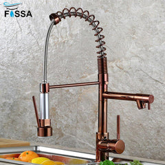 Kitchen Tap Kitchen Faucet Brushed Nickel Pull Down Kitchen Tap Single Handle 360 Degree Rotating Cold Hot Water Mixer Sink Taps Chrome (Rose Gold) - Fossa Home 