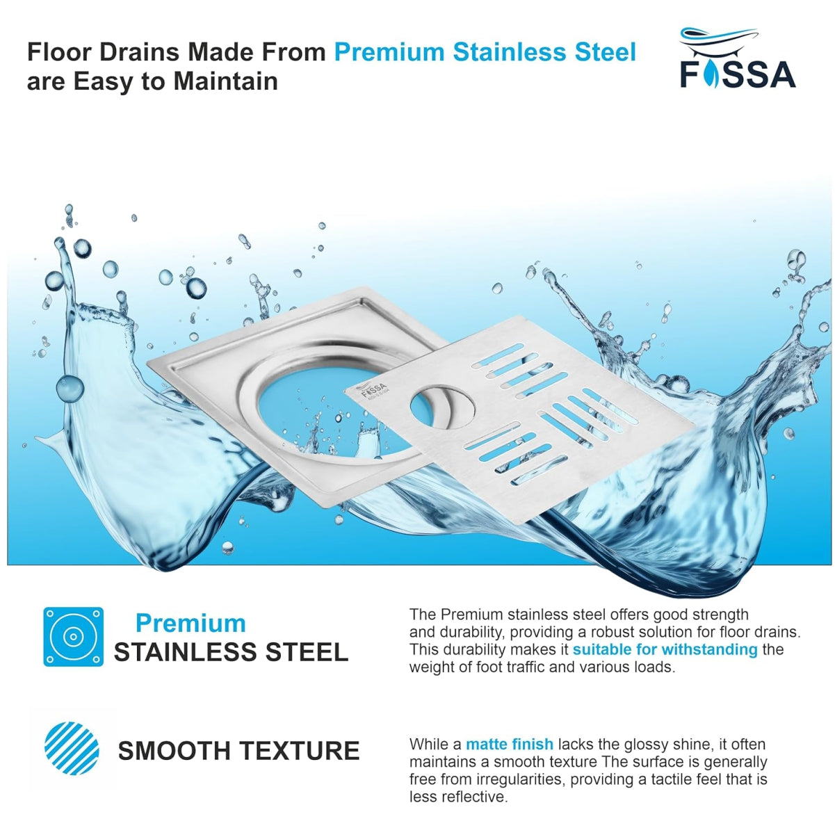 Stainless Steel floor drain with trap hole 