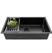 Fossa 30"x18"x10" Inch Single Bowl Premium Stainless Steel Handmade Kitchen Sink (Matte Finish) Black