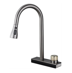 Wainfall Kitchen Sink Faucet Pull Out Four Water Outlet Modes Cold and Hot Can Rotate TAP ( Grey Silver ) Fossa Home