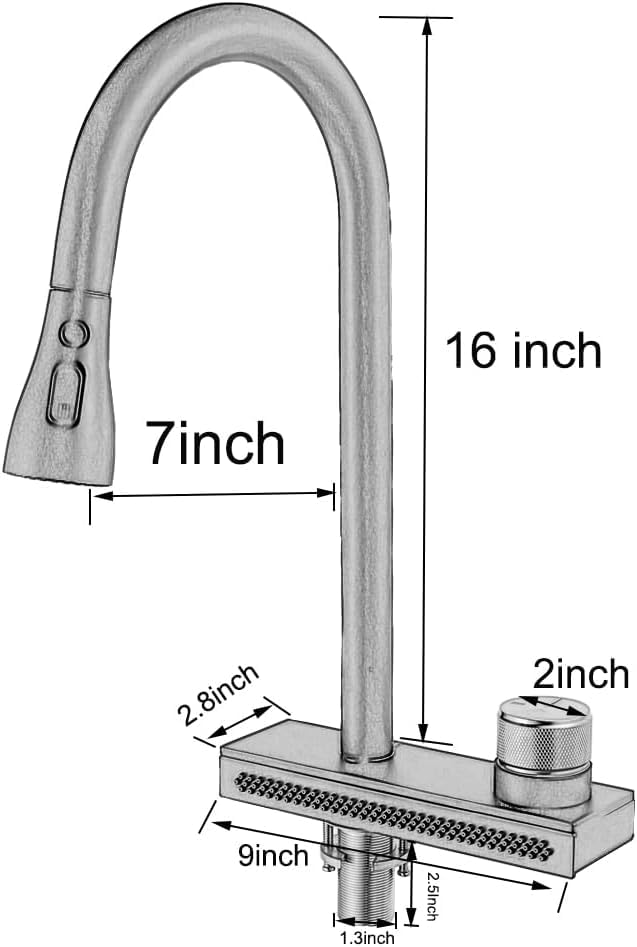 Wainfall Kitchen Sink Faucet Pull Out Four Water Outlet Modes Cold and Hot Can Rotate TAP ( Grey Silver ) Fossa Home