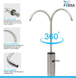 Fossa Opera J Bend RO Tap Kitchen Water Filter Faucet, 100% Lead-Free Drinking Water Faucet Stainless Steel Brushed Nickel Finish (Silver)