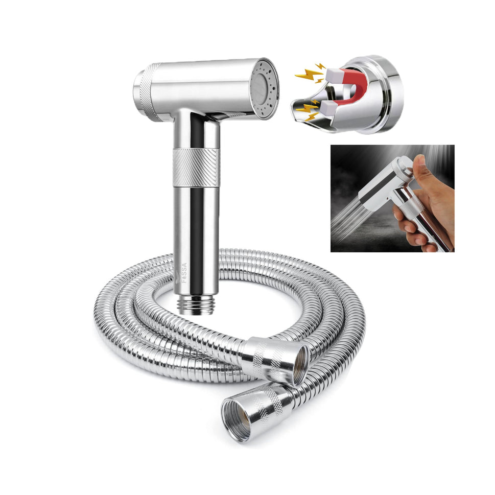 Fossa Magneto Health Faucet/Bidet Sprayer for Toilet and Bathroom with 1 Mtr Hose Pipe and Magnet Holder (Silver) HF-1922