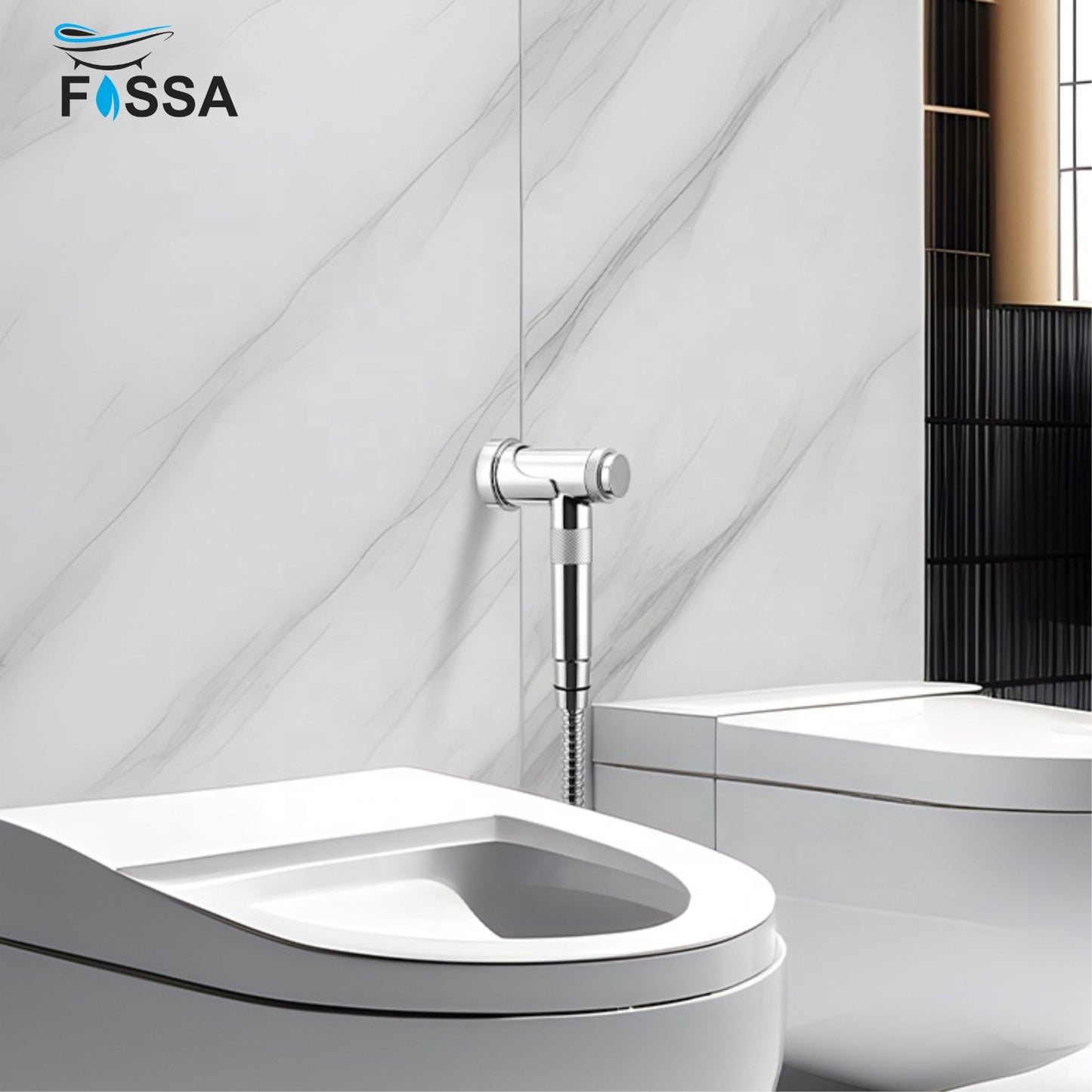 Fossa Magneto Health Faucet/Bidet Sprayer for Toilet and Bathroom with 1 Mtr Hose Pipe and Magnet Holder (Silver) HF-1922