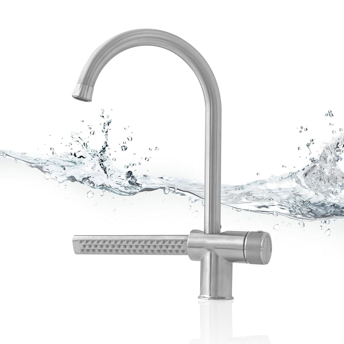 Fossa Kitchen faucets with Waterfall Shower Stainless Steel Single Hole Hot and Cold Water Swivel Pull Down Kitchen Faucet-Silver