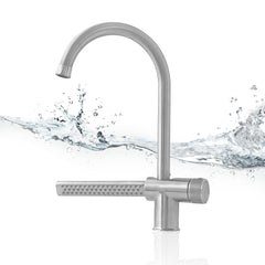 Fossa Kitchen faucets with Waterfall Shower Stainless Steel Single Hole Hot and Cold Water Swivel Pull Down Kitchen Faucet-Silver