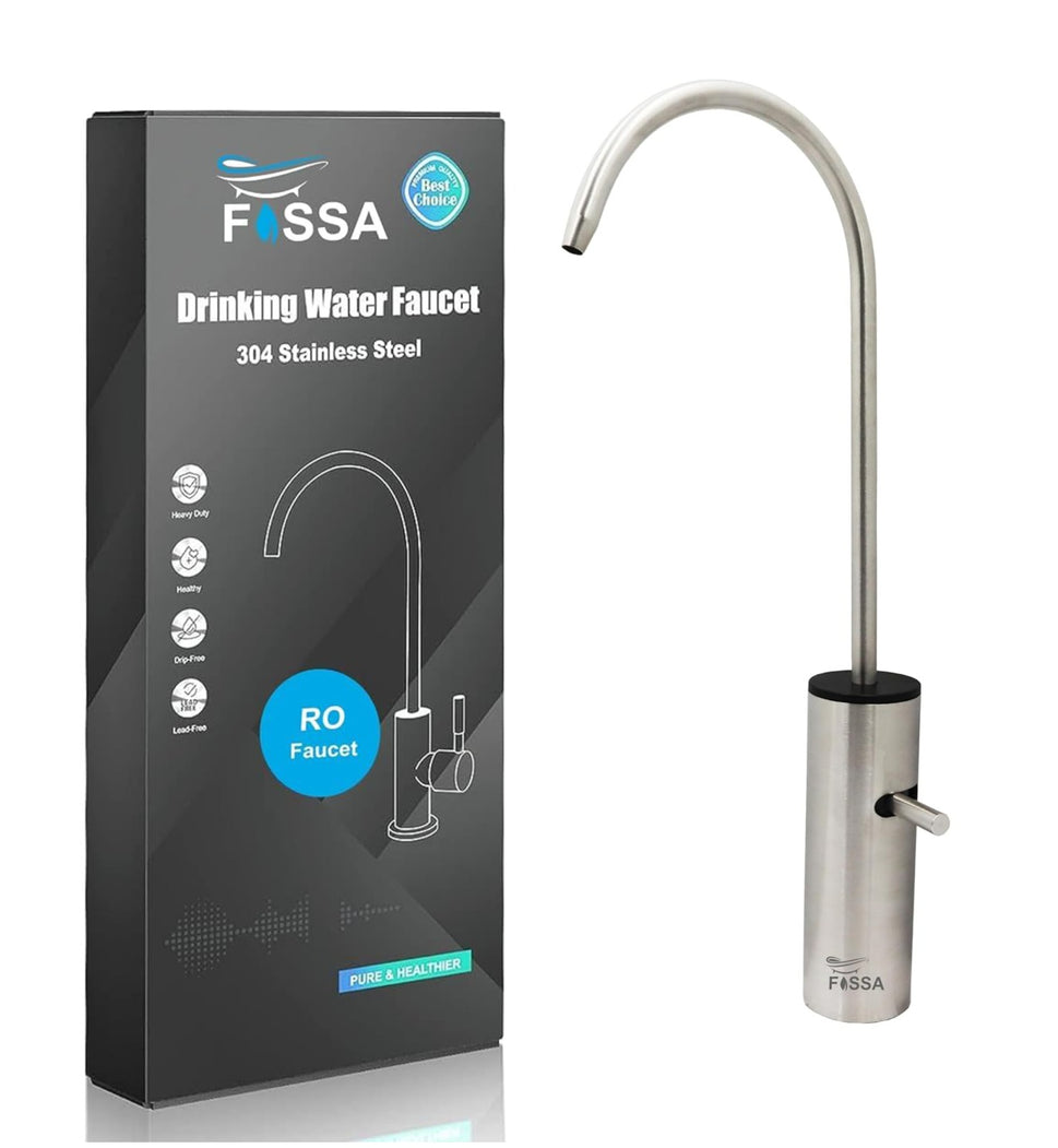 Fossa Opera J Bend RO Tap Kitchen Water Filter Faucet, 100% Lead-Free Drinking Water Faucet Stainless Steel Brushed Nickel Finish (Silver)