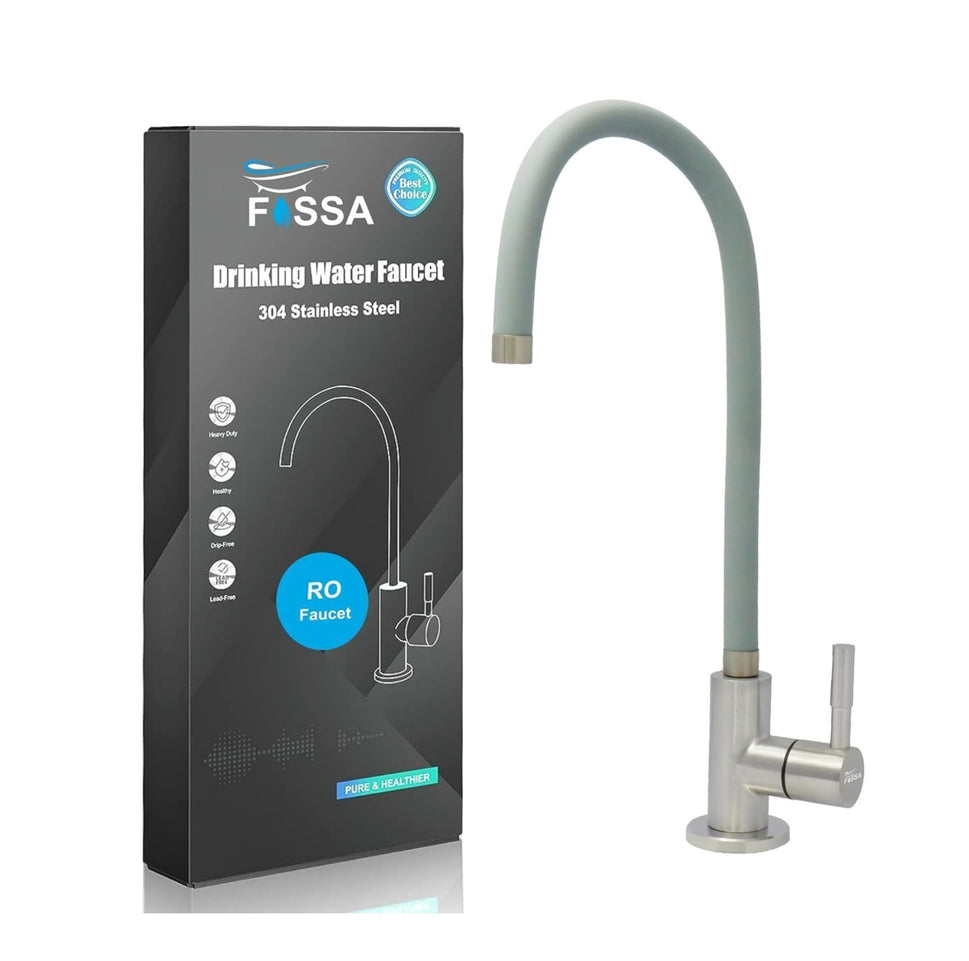 Fossa Stainless Steel RO Tap with Flexible Swivel Spout for Kitchen/Sink/Wash Basin - Matte Finish, Water Filter Faucet, 100% Lead-Free Drinking Water Faucet Stainless Steel Body (Grey)