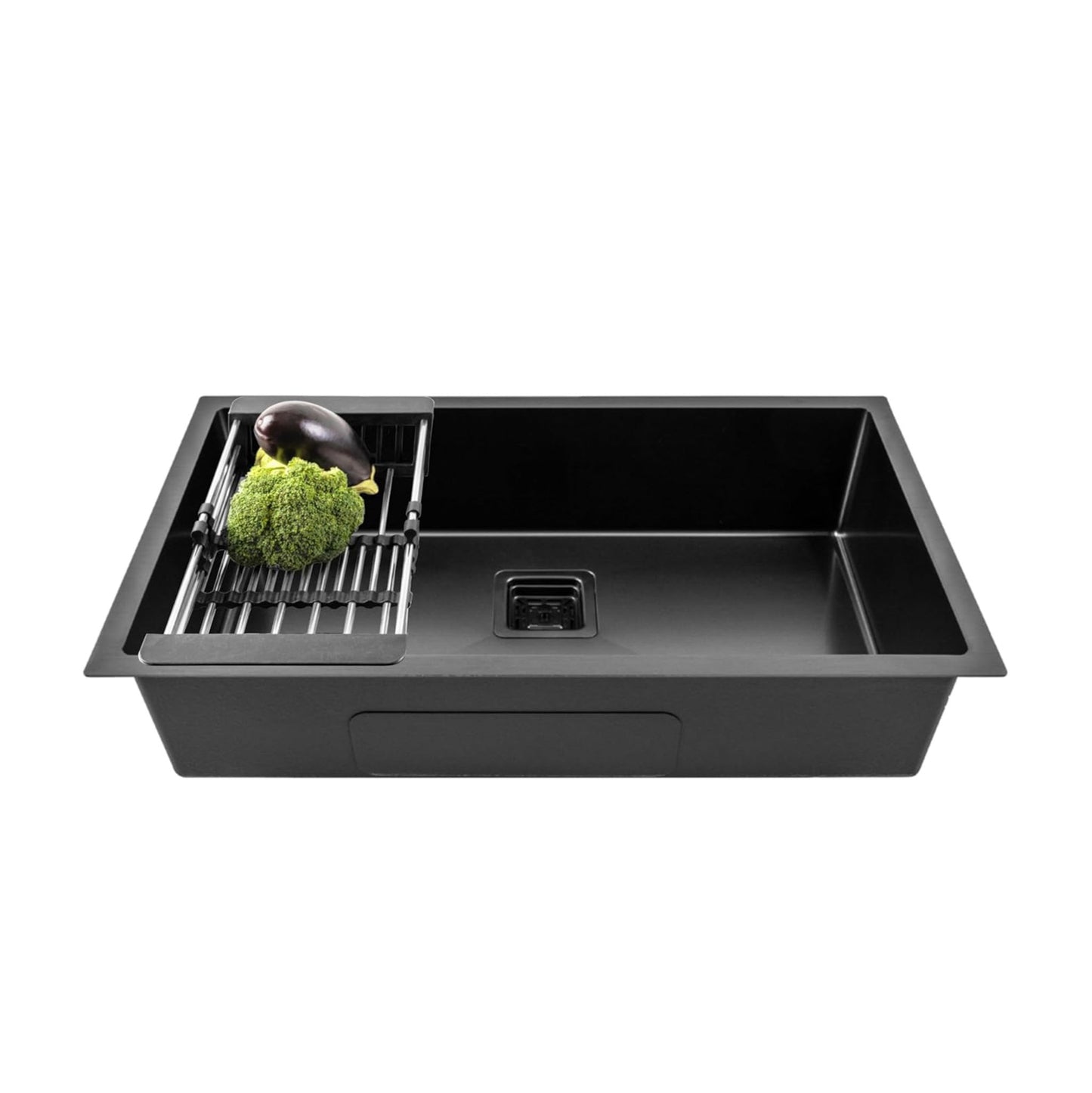 Fossa 30"x18"x10" Inch Single Bowl Premium Stainless Steel Handmade Kitchen Sink (Matte Finish) Black