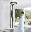 Fossa Bathroom Shower Screen Large Circular Shower Set Home Flush Back Sprinkler Waterfall Hot and Cold Water (Black)