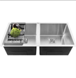 Fossa 42"x20"x10" Inch Double Bowl SS-304 Grade Handmade Kitchen Sink Matte Finish Silver