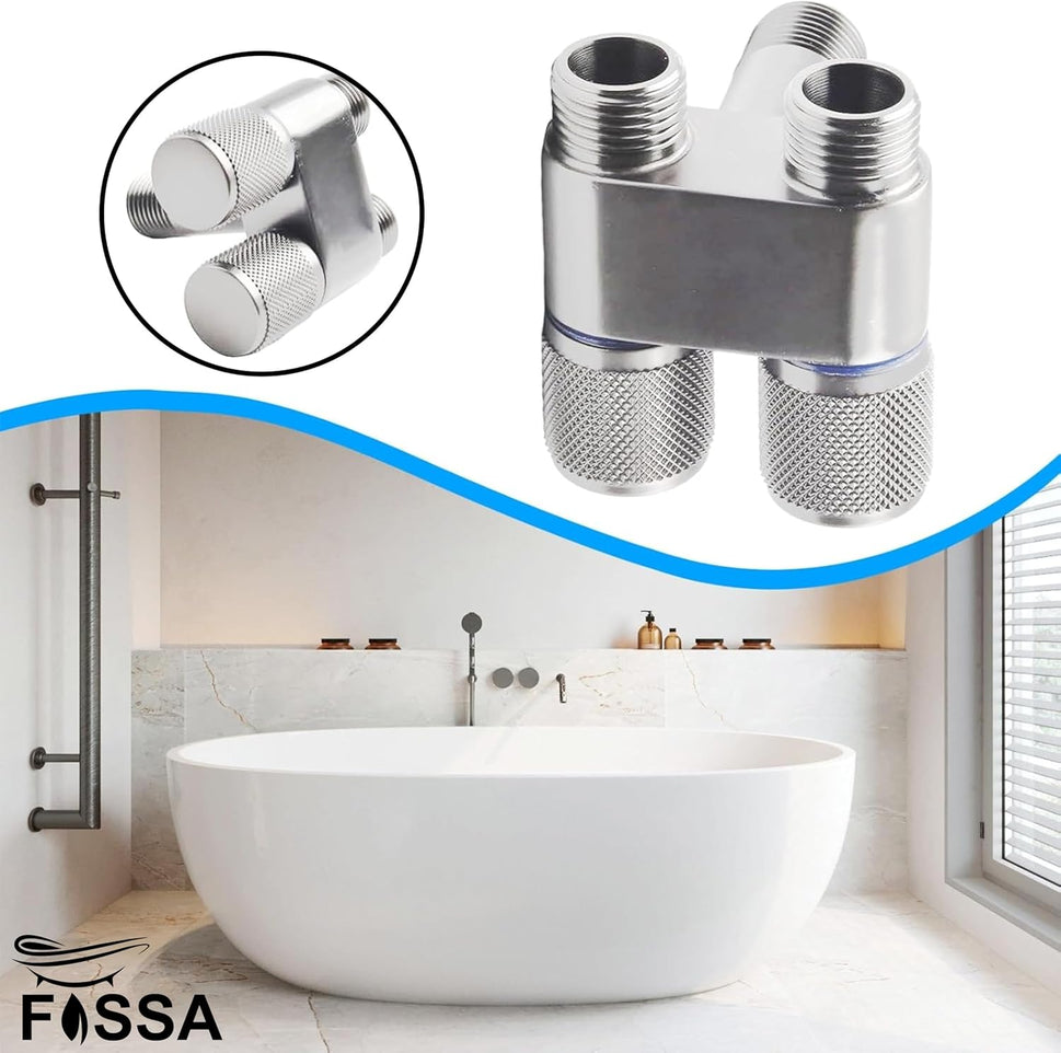 Fossa 1 - In - 2 - Out Dual Control Valve, Handheld Bidet Sprayer for Toilet G1/2 Double Control Washing Machine Faucet Hand Sprayer Kit for Feminine Wash, Pet, Cloth, Bidet Bathroom Cleaning (Silver) - Fossa Home