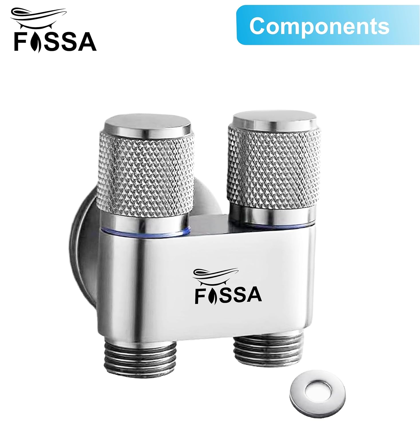 Fossa 1 - In - 2 - Out Dual Control Valve, Handheld Bidet Sprayer for Toilet G1/2 Double Control Washing Machine Faucet Hand Sprayer Kit for Feminine Wash, Pet, Cloth, Bidet Bathroom Cleaning (Silver) - Fossa Home