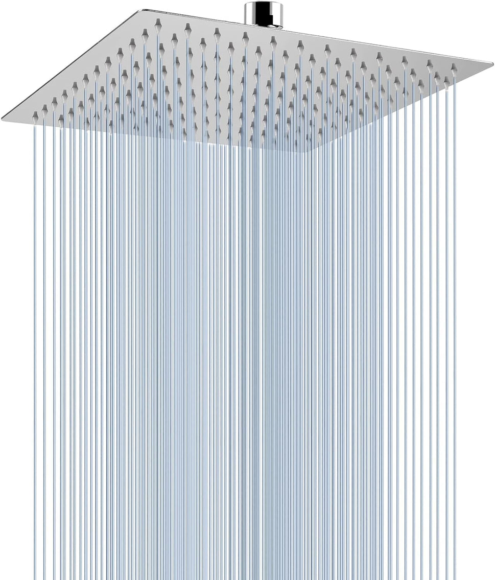 Fossa 10X10 Inch Rain Shower - Fossa Square High Pressure Shower Head Made of 304 Stainless Steel (With ARM Set 18 Inch ) - Fossa Home