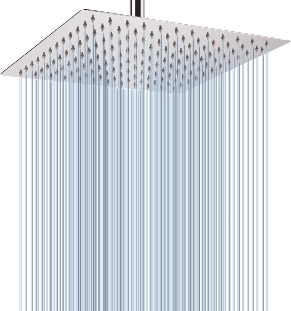 Fossa 12x12 Inch Rain Shower - Fossa Square High Pressure Shower Head Made of 304 Stainless Steel (with Arm set 24" Inch ) ) - Fossa Home