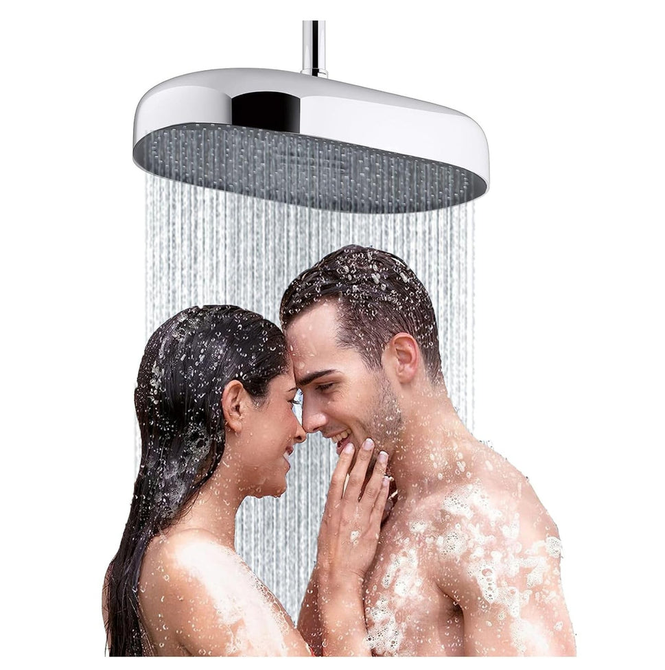 Fossa 14 inch Rain Shower Head Rectangle - Wide Coverage Rainfall Style Water Spray - Adjustable Showerhead - Fossa Home