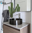 Fossa 16x16x5 Inch Table Top Wash Basin For Bathroom Round Counter Top Wash Basin For Living Room Washbasin Countertop Tabletop stainless steel Bathroom Kitchen Sink Matte Finish Black (Round) - Fossa Home