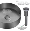 Fossa 16x16x5 Inch Table Top Wash Basin For Bathroom Round Counter Top Wash Basin For Living Room Washbasin Countertop Tabletop stainless steel Bathroom Kitchen Sink Matte Finish Black (Round) - Fossa Home