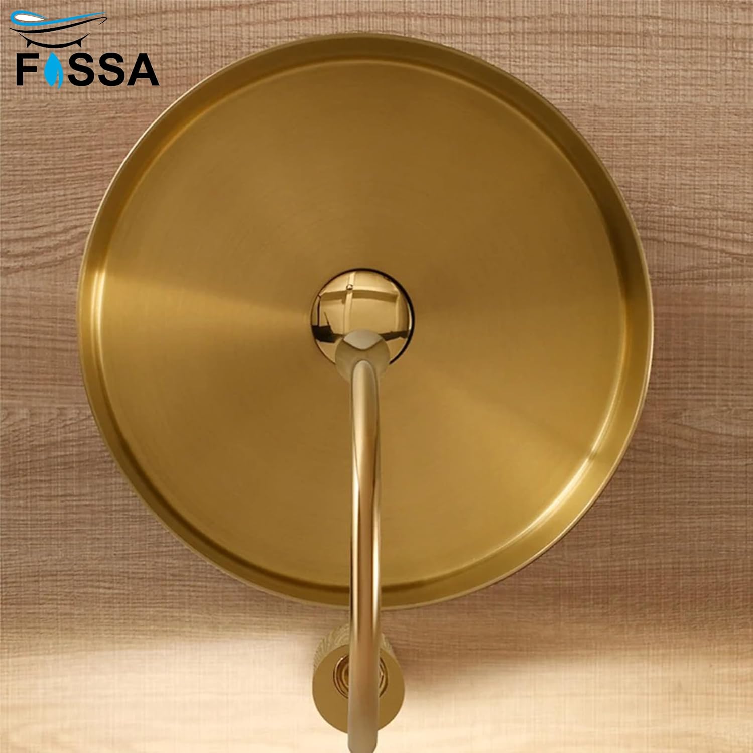 Fossa 16x16x5 Inch Table Top Wash Basin For Bathroom Round Counter Top Wash Basin For Living Room Washbasin Countertop Tabletop stainless steel Bathroom Kitchen Sink Matte Finish Gold (Round) - Fossa Home