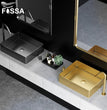 Fossa 18.5x14x04 Inch Luxury Table Top Wash Basin For Bathroom Counter Top For Living Room Washbasin Countertop Tabletop stainless steel Bathroom Kitchen Sink Matte Finish Gold (Rectangular) - Fossa Home