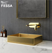 Fossa 18.5x14x04 Inch Luxury Table Top Wash Basin For Bathroom Counter Top For Living Room Washbasin Countertop Tabletop stainless steel Bathroom Kitchen Sink Matte Finish Gold (Rectangular) - Fossa Home