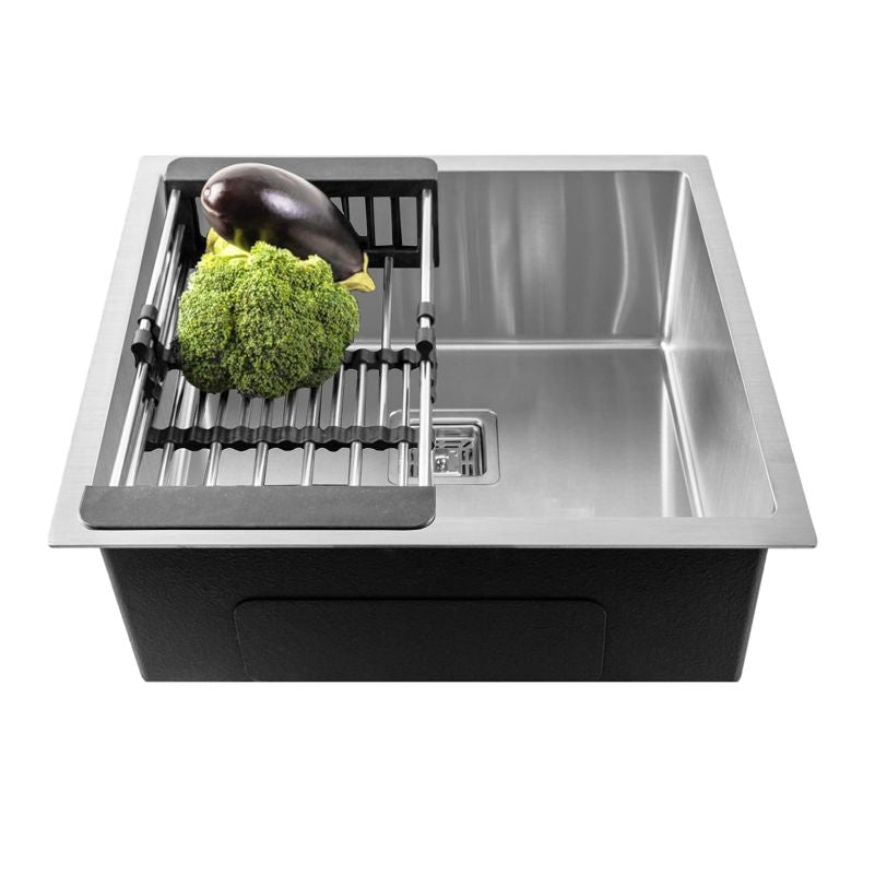 Fossa 18"x16"x09" Inch Single Bowl Premium Stainless Steel Handmade Kitchen Sink silver - Fossa Home