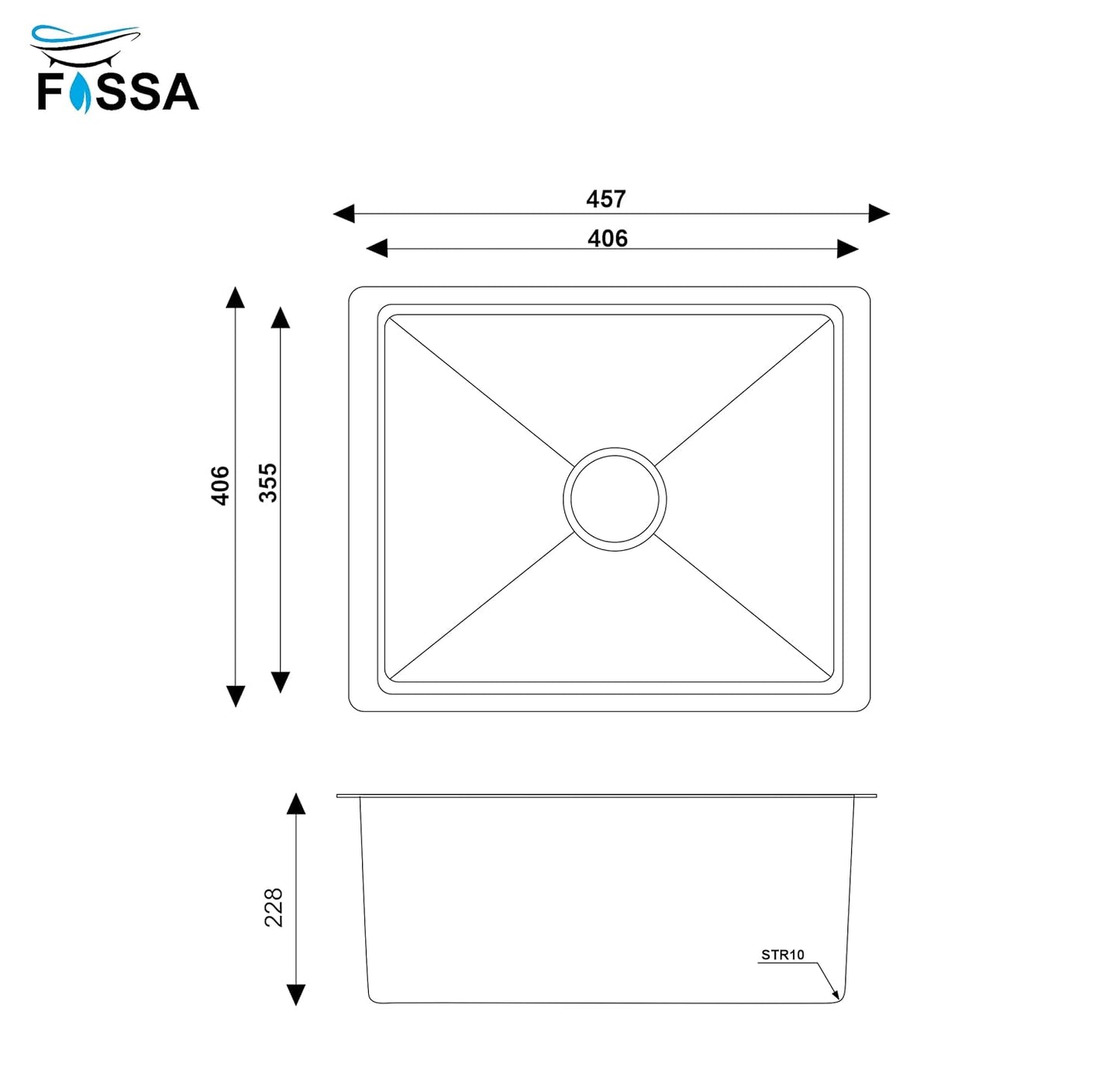 Fossa 18"x16"x09" Inch Single Bowl Premium Stainless Steel Round Coupling Handmade Kitchen Sink (Matte Finish) Silver - Fossa Home